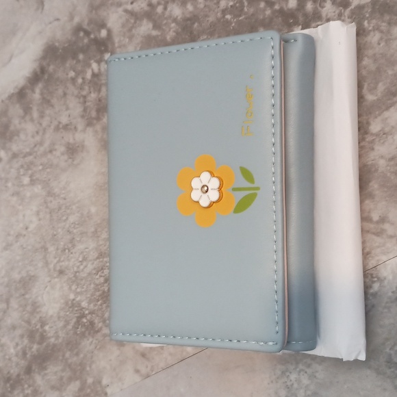 Womens Wallet ID Cardholder Money Compact Kawaii Flower Cute Blue - Picture 5 of 8